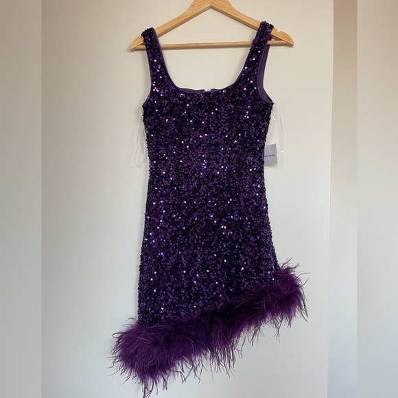 Sequins festher purple mini dress - Picture 5 of 8